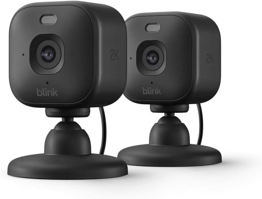 Blink Mini 2K+ Plug-In Indoor Security Camera, 2 Cameras, Black